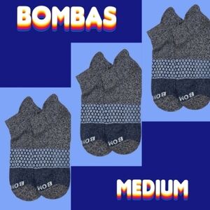 Bombas Ankle Socks 3 Pair BNWT Unisex Medium Dark Blue/Gray Seamless Toe